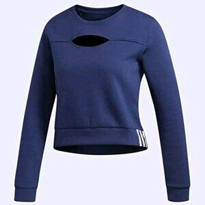 adidas Women's 3-Stripes Performance Sweatshirt Tech Indigo/White, Size Medium